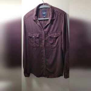 American Eagle Outfitters Men's Burgundy Shirt Jacket